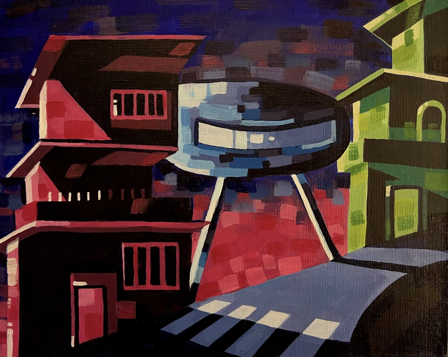 A blending of different architectures (Acrylic on canvas board)